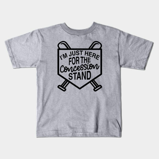 I'm Just Here For The Concession Stand Baseball Softball Cute Funny Kids T-Shirt by GlimmerDesigns